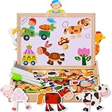 Magnetisches Holzpuzzle mit 100 bunten Teilen - Bauernhof (Cooljoy)