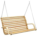 AMANKA Hollywoodschaukel Bank Holzbank Lärchenholz Gartenbank Schwebebank Schaukelbank mit Befestigung Braun