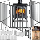 KESSER® Kaminschutzgitter mit Tür 305 cm Metall Ofenschutzgitter Laufgitter Laufstall Absperrgitter Tierschutzgitter Türschutzgitter für Kinder-Sicherung, 5-teilig Elemente (je 60 x 75 cm) Anthrazit