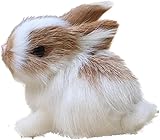 Gowxs Miniatur-realistisches pelziges Kaninchen, realistisches Plüsch-Häschen, Hasenfiguren, realistisches pelziges Kaninchen