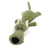 Hjumarayan Quietschspielzeug für Hunde, Hundespielzeug Welpen Zahnen, Kuscheltier Kauspielzeug, Hund Interaktives Plüschspielzeug für kleine mittel Hunde(Grün, Wolf)
