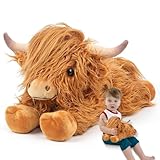 Dhqkqg Hochlandrind Braunes Plüschtier,38cm Kuscheltier Hochlandrind,Hochlandkuh Plüschtiers,Hochlandkuh Weichpuppen,Highland Cow Plush Toy,Niedliches Plüschtiers Geschenke Für Kinder & Erwachsene