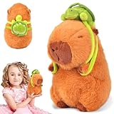 Vibbang Capybara Plüschtier, Capybara Kuscheltier, Stofftier Plüschtier mit Schildkrötenrucksack, Niedlichen Simulation Capybara Plüschtier, Plüsch Capybara Kissen Home Deko Geschenk Kinder