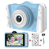 Kinderkamera - Digitalkamera Kinder mit 3,5-Zoll-Großbildschirm 1080P HD 12MP Eingebaute 32GB SD-Karte USB Wiederaufladbare Selfie Kamera für 3-10 Jahre Alter Mädchen Geburtstag Kinder Spielzeug