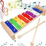 Xylophon Glockenspiel Holz Musikinstrumente für Erwachsene Kinder Mit 2 Glockenspiel Schlägel Bunt Xylophon für kinder ab 1 jahr Pädagogische Spielzeug Geschenke (8-Keys)
