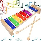 Xylophon Glockenspiel Holz Musikinstrumente für Erwachsene Kinder Mit 2 Glockenspiel Schlägel Bunt Xylophon für kinder ab 1 jahr Pädagogische Spielzeug Geschenke (8-Keys)