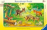 Ravensburger Kinderpuzzle - 06376 Tierkinder des Waldes - Rahmenpuzzle für Kinder ab 3 Jahren, mit 15 Teilen