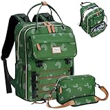 Tonyeee Wickelrucksack Rucksack- Abnehmbare Cross Body Flasche, Wickeltasche Reisen Essentials Baby Tasche mit Wickelauflage,Stylish Wickeltasche für Mama/Papa-Grün-Regenbogen