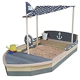 Sun Sandkasten Boot Krabbe aus Holz XXL grau -Natur - Schiff - Sandbox - Sandkiste für Kinder