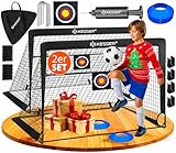 KESSER® Fussballtor 2er Set | Tolles Fußball Geschenk für Kinder, Indoor und Outdoor Garten : Antirutsch - Inkl. Fussball Trainingszubehör: Hütchen, Zielscheibe, Sporttasche, Ballpumpe, Schwarz