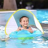 Baby Schwimmring Kinderschwimmhilfe geeignet für Kinder von 3 Monate bis 4 Jahre mit Sonnendach (Blau)