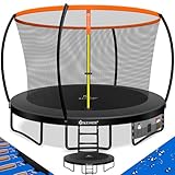 KESSER® Trampolin Ø 366cm | TÜV Rheinland GS Zertifiziert | Gartentrampolin Kindertrampolin bis 150 kg | Komplettset mit Sicherheitsnetz, Leiter, Randabdeckung & Zubehör