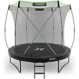 KINETIC SPORTS Trampolin Outdoor 'Ultimate Pro' Ø 244/305/366/427 cm – TÜV Rheinland GS-Zertifikat, Kindertrampolin mit Leiter, Fieberglas-Netz, Gartentrampolin im Kürbis-Design, bis zu 160 kg