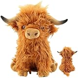 XWDEEX Hochlandkuh Plüschtier, Highland Cow Kuscheltier, Kuh Plüschtier, Hochlandkuh Weichpuppen, Niedliches Plüschtiers für Party Geburtstag Weihnachten Thanksgiving 28cm