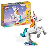 LEGO Creator 3-in-1 Magisches Einhorn - Kreatives Spielzeug - Interaktives Spielset - Tierfigur verwandelt sich in Seepferdchen, Einhorn oder Pfau - Geschenk für Mädchen und Jungen ab 7 Jahren - 31140