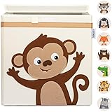 GLÜCKSWOLKE Kinder Aufbewahrungsboxen - 15 Motive I Spielzeugkiste mit Deckel für Kinderzimmer I Spielzeug Box Affe (33x33x33) Aufbewahrung Kallax Regal I Dschungel Aufbewahrungsbox (Kiki Kletteraffe)