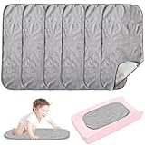 6 Stück Baby Wickelunterlage, 30x60 cm Wickelauflagenbezug aus Bambusfasern, Wickelauflagen Bezug, Wickelunterlage, wasserdicht, waschbar, wiederverwendbar, für Zuhause, Reisen und draußen