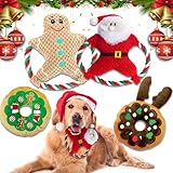 SilverChry 4er-Pack Hundespielzeug Weihnachten, Hunde Kuscheltiere, Hundespielzeug Quietschend, Interaktives Hundespielzeug, Kauspielzeug für Hunde, Plüschtier für Hunde, Unkaputtbar Hundespielzeug