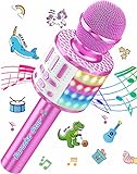 Mikrofon Kinder Geschenke für Mädchen und Jungen, Spielzeug Karaoke Mikrofon mit Lichtern, Lautsprecher, Drahtloses Bluetooth Kindermikrophone Spielzeug ab 3 Jahre Jungen Geburtstag Geschenke