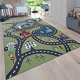 Paco Home Kinder-Teppich Für Kinderzimmer, Spiel-Teppich Mit Straßen-Motiv, In Grün, Grösse:160x220 cm
