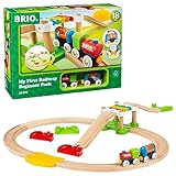 BRIO World 33727 Mein erstes Bahn Spiel Set - Zug mit Waggon, Schienen & Hängebrücke für Kleinkinder Einsteiger-Set empfohlen ab 18 Monaten