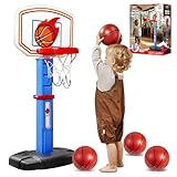 JOYIN Basketballkorb Kinder,Mini Basketballkorb Outdoor Indoor mit Ständer Höhenverstellbarer 75-105 cm Basketballkorb Korb Indoor für Zimmer Spielzeug Jungen Mädchen 3 4 5 6 7 8 Jahre