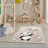 Jimri Teppich Kinderzimmer - Teppiche für Kinderzimmer, Kinderteppich, Kinderteppich Mädchen, Bär, Panda (Creme-Beige, Größe 120x170 cm)