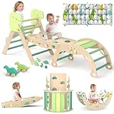 LEWGEE Montessori Indoor Spielset:9-in-1 Klettergerüst,Indoor Kletterdreieck, Kletterbogen mit Kissen,und Rutsche für Kinder,Indoor Spielplatz 1-3 Jahre