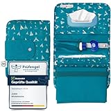 Jubi® Windeltasche mit Wickelunterlage für unterwegs mit extra viel Platz - Kleine Wickeltasche - Grün mit Tipis…