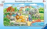 Ravensburger Kinderpuzzle - 06116 Ausflug in den Zoo - Rahmenpuzzle für Kinder ab 3 Jahren, mit 15 Teilen