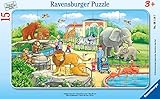 Ravensburger Kinderpuzzle - 06116 Ausflug in den Zoo - Rahmenpuzzle für Kinder ab 3 Jahren, mit 15 Teilen, Teal/Turquoise Green