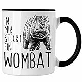 Trendation - Wombat Tasse Geschenk für Wombat Liebhaber In Mir Steckt Ein Wombat (Schwarz)