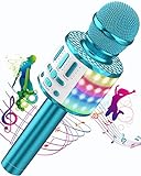 Karaoke Mikrofon, Drahtloses Bluetooth Mikrofon Kinder mit LED, Tragbares Karaoke Maschine zum Singen, Karaoke Mädchen Jungen Spielzeug Geschenke, KTV Lautsprecher Recorder für Smartphone PC