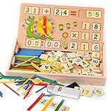 Montessori Mathe Spielzeug,Mathematisches Spielzeug Holz,Mathe Spielzeug Rechenstäbchen,Zahlenlernspiel,Pädagogisches Mathe-Spielzeug für Kinder 3 4 5
