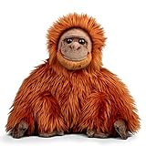 Animigos Plüschtier Orang Utan, Stofftier im realistischen Design, kuschelig weich, ca. 30 cm groß, Braun
