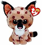 Carletto Ty 36190 Ty 36190-Buckwheat-Luchs braun mit Glitzeraugen, Beanie Boo's, 15 cm