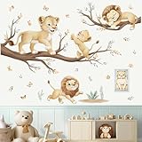 decalmile Wandtattoo Dschungel Tiere Wandsticker Kinderzimmer Löwen Baum Ast Safari Wandaufkleber Babyzimmer Schlafzimmer Wanddeko