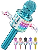 Karaoke Mikrofon, LED Drahtloses Bluetooth Mikrofon zum Singen mit Lautsprecher, Karaoke Spielzeug Kinder, Heim KTV Karaoke Maschine, Tragbares KTV Lautsprecher Recorder für Android/iPhone/iPad/PC