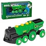 BRIO World 33593 Grüner Gustav elektrische Lok – Batterie-Lokomotive mit Licht & Sound – Kleinkinderspielzeug empfohlen ab 3 Jahren
