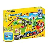 PLAYMOBIL 1.2.3 70179 Meine erste Eisenbahn mit Tunnel, Schienen und 3 Waggons zum Verbinden, ab 1,5 Jahren