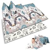 NUKIDO Baby-Schaumstoffmatte Doppelseitig Niedlich Buntes Design zum Spielen Krabbeln Ideal als Geschenk Rollbar Dicke 1 cm Größe 200x150 cm NK-341