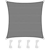 TOPLUS Sonnensegel Sonnenschutz Garten Balkon Wetterschutz wasserabweisend Rechteckig 420D PES UV-Schutz für Garten Outdoor，Grau,2 * 2m
