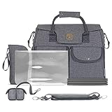 LCP Kids Wickeltasche 5er Set Wickelauflage Schnullerbag Kinderwagen-Haltung,Grau