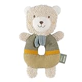 Fehn Baby Ring Greifling Bär fehnNATUR - Kuscheltier mit Bio Baumwolle - Babyspielzeug mit Rassel & Spieltier zum spielerischen Lernen - Greif Spielzeug für Babys & Kleinkinder ab 0+ Monaten