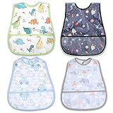 norinori Baby Lätzchen Wasserdicht Lätzchen mit Tasche 4 Stück Babylätzchen Kinder Lätzchen Passend für 6-24 Monate boys girls