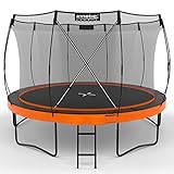 KINETIC SPORTS Trampolin Outdoor 366 cm 'Ultimate Pro' – TÜV GS-geprüft, Designed in Germany, Fiberglas Netzstangen, AirMAXX Technologie, Premium Gartentrampolin Kindertrampolin, Sunset Orange