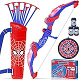 Lubolee Pfeil und Bogen Kinder Set mit LED Licht, Outdoor Spielzeug ab 3 4 5 6 7 8 9 10 11 12 Jahre Jungen, Outdoor Spiele für Kinder mit Bogen, Köcher, 10 Pfeilen, Hängeziel und 3 Schaumstoffzielen
