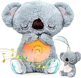 KOMEIYL Breathing Koala Schlummer, Herzschlag Plüsch Kuscheltier mit Atmung, Musik und Lichtern, Schlummer Otter Beruhigender Koala, Kinder Einschlafhilfe Baby, Plüschtier Spielzeug Angstlinderung