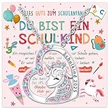 Humairc Einschulung Mädchen Geschenk Einhorn Halskette Schulkind 2025 Schultüte Füllung Schulanfang Glücksbringer Plus Grußkarte Geschenkbox