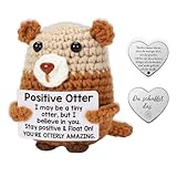 Lucktao Positive Otter,Pocket Hug Otter Positive,Kreative Strickwolle Positive Otter Puppe,Lustige Positive Otter,Otter Kuscheltier,für Freunde,Familie,Co-Worker,Geschenke Urlaub,Mutmacher Geschenk
